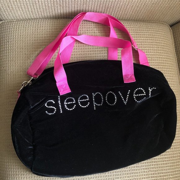 Aldo Black Velvet and Pink Sleepover Duffle Bag. - Picture 1 of 10